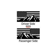 Load image into Gallery viewer, USA Flag w/ Mountain Scene Decal for 2008 - 2022 Toyota Sequoia Rear Windows - Matte Black
