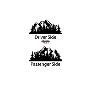 Mountain Scene Decal for 2008 - 2022 Toyota Sequoia Rear Windows - Matte Black