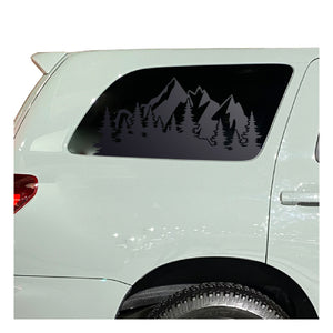 Mountain Scene Decal for 2008 - 2022 Toyota Sequoia Rear Windows - Matte Black