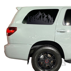 Mountain Scene Decal for 2008 - 2022 Toyota Sequoia Rear Windows - Matte Black