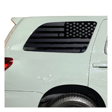 Load image into Gallery viewer, Distressed USA Flag Decal for 2008 - 2022 Toyota Sequoia Rear Windows - Matte Black
