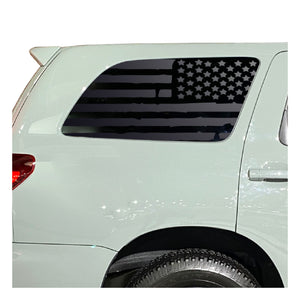 Distressed USA Flag Decal for 2008 - 2022 Toyota Sequoia Rear Windows - Matte Black