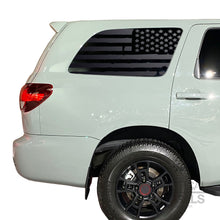 Load image into Gallery viewer, Distressed USA Flag Decal for 2008 - 2022 Toyota Sequoia Rear Windows - Matte Black
