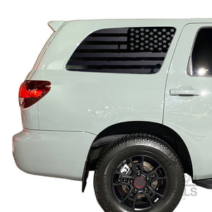 Distressed USA Flag Decal for 2008 - 2022 Toyota Sequoia Rear Windows - Matte Black