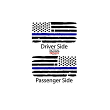 Load image into Gallery viewer, Distressed USA Flag w/ Blue Line Decal for 2008 - 2022 Toyota Sequoia Rear Windows - Matte Black
