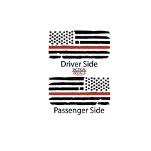 Load image into Gallery viewer, Distressed USA Flag w/ Red Line Decal for 2008 - 2022 Toyota Sequoia Rear Windows - Matte Black

