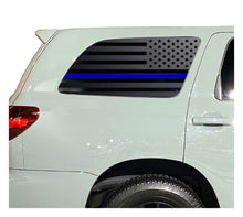 Load image into Gallery viewer, USA Flag w/ Blue Line Decal for 2008 - 2022 Toyota Sequoia Rear Windows - Matte Black

