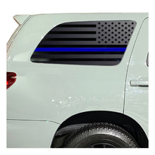 Load image into Gallery viewer, USA Flag w/ Blue Line Decal for 2008 - 2022 Toyota Sequoia Rear Windows - Matte Black
