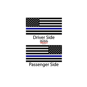 USA Flag w/ Blue Line Decal for 2008 - 2022 Toyota Sequoia Rear Windows - Matte Black
