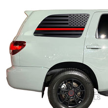 Load image into Gallery viewer, USA Flag w/ Red Line Decal for 2008 - 2022 Toyota Sequoia Rear Windows - Matte Black
