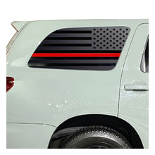 Load image into Gallery viewer, USA Flag w/ Red Line Decal for 2008 - 2022 Toyota Sequoia Rear Windows - Matte Black
