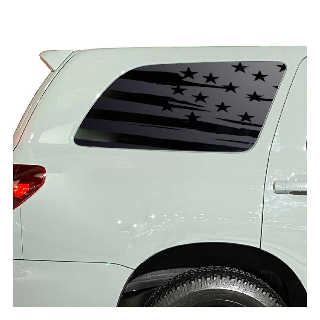 Distressed USA Flag Decal for 2008 - 2022 Toyota Sequoia Rear Windows - Matte Black