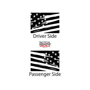 Tactical Decals Distressed USA Flag Decal for 2020 Chevy Silverado Rear Door Windows - Matte Black