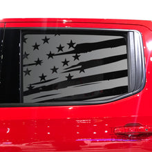 Load image into Gallery viewer, Tactical Decals Distressed USA Flag Decal for 2020 Chevy Silverado Rear Door Windows - Matte Black
