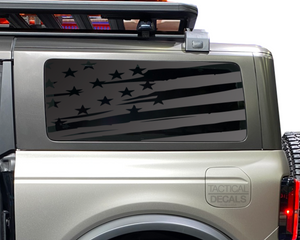 Distressed Flag Decal for 2021 - 2023 Ford Bronco 2-Door Windows - Matte Black