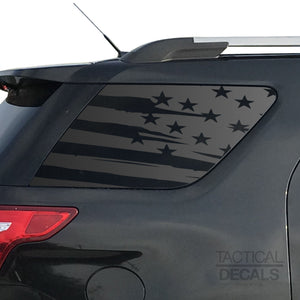 Tactical Decals Distressed USA Flag Decal for 2011-2019 Ford Explorer 3rd Windows - Matte Black