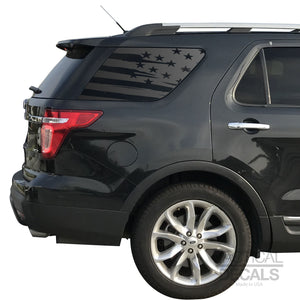 Tactical Decals Distressed USA Flag Decal for 2011-2019 Ford Explorer 3rd Windows - Matte Black