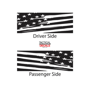 Tactical Decals Distressed USA Flag Decal for 2020 Ford Explorer 3rd Windows - Matte Black