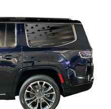 Load image into Gallery viewer, Distressed USA Flag Decal for 2022-2024 Jeep Grand Wagoneer 3rd Windows - Matte Black

