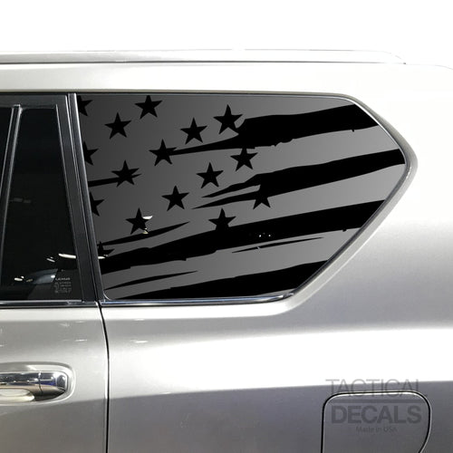 Tactical Decals Distressed USA Flag Decal for 2010-2020 Lexus GX460 3rd Windows - Matte Black V2