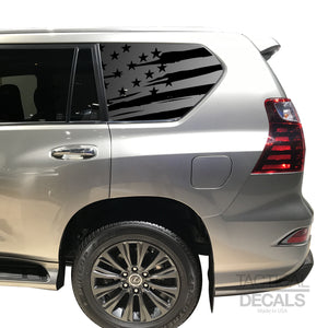 Tactical Decals Distressed USA Flag Decal for 2010-2020 Lexus GX460 3rd Windows - Matte Black V2
