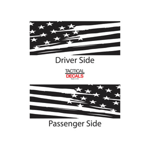 Tactical Decals Distressed USA Flag Decal for 2002-2009 Hummer H2 3rd Windows - Matte Black V2