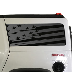 Tactical Decals Distressed USA Flag Decal for 2002-2009 Hummer H2 3rd Windows - Matte Black V2