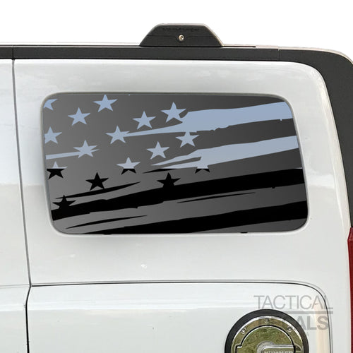 Tactical Decals Distressed USA Flag Decal for 2006-2010 Hummer H3 3rd Windows - Matte Black