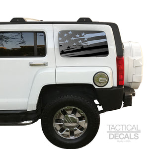 Tactical Decals Distressed USA Flag Decal for 2006-2010 Hummer H3 3rd Windows - Matte Black