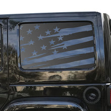 Load image into Gallery viewer, Tactical Decals Distressed USA Flag Decal for 2007 - 2020 Jeep Wrangler 4 Door only - Hardtop Windows - Matte Black
