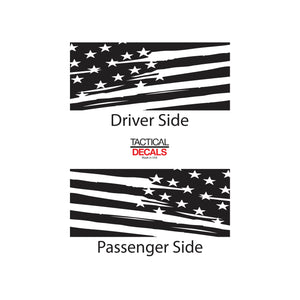 Tactical Decals Distressed USA Flag Decal for 2007-2020 2-Door Jeep Wrangler Hardtop Windows - Matte Black