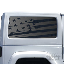 Load image into Gallery viewer, Tactical Decals Distressed USA Flag Decal for 2007-2020 2-Door Jeep Wrangler Hardtop Windows - Matte Black
