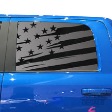 Load image into Gallery viewer, Tactical Decals Distressed USA Flag Decal for 2005-2020 Ram 2500 Power Wagon Rear Door Windows - Matte Black
