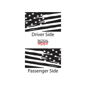Distressed USA Flag Decal for 2014 - 2020 Toyota Tundra Rear Door Windows - Matte Black