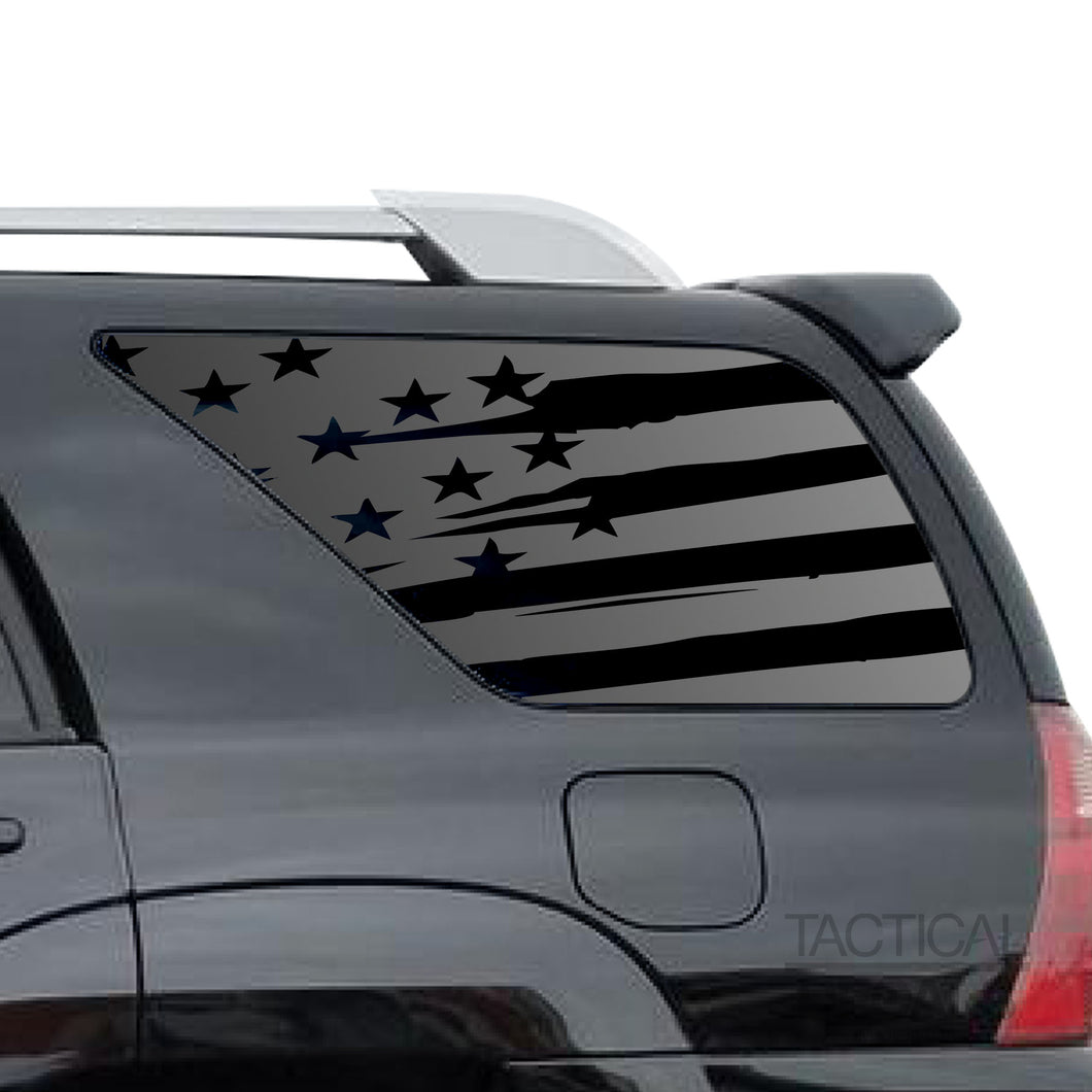 Tactical Decals Distressed USA Flag Decal for 2003 - 2009 Toyota 4Runner Windows - Matte Black