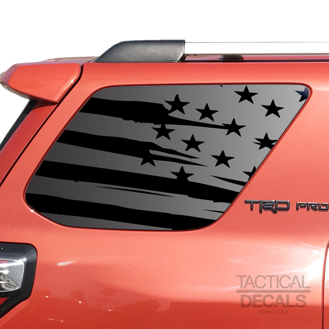 Tactical Decals Distressed USA Flag Decal for 2010 - 2020 Toyota 4Runner Windows - Matte Black