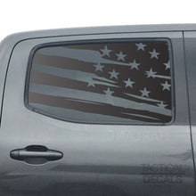 Load image into Gallery viewer, Tactical Decals Distressed USA Flag Decal for 2016 - 2020 Toyota tacoma Rear Door Windows - Matte Black
