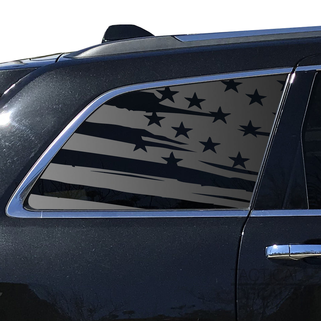 Tactical Decals Distressed USA Flag Decal for 2011-2020 Jeep Grand Cherokee 3rd Windows - Matte Black