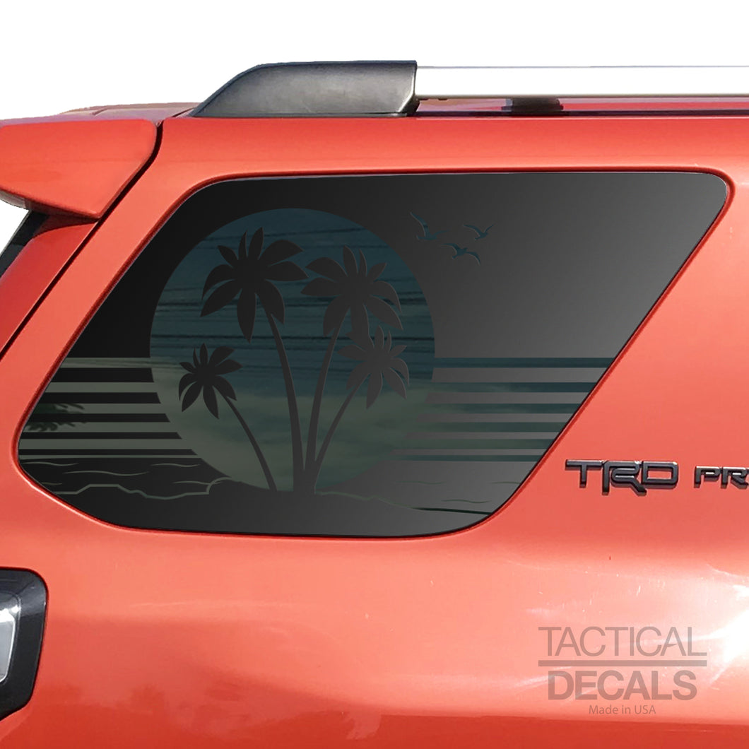 Beach Scene Decal for 2010 - 2022 Toyota 4Runner Windows - Matte Black
